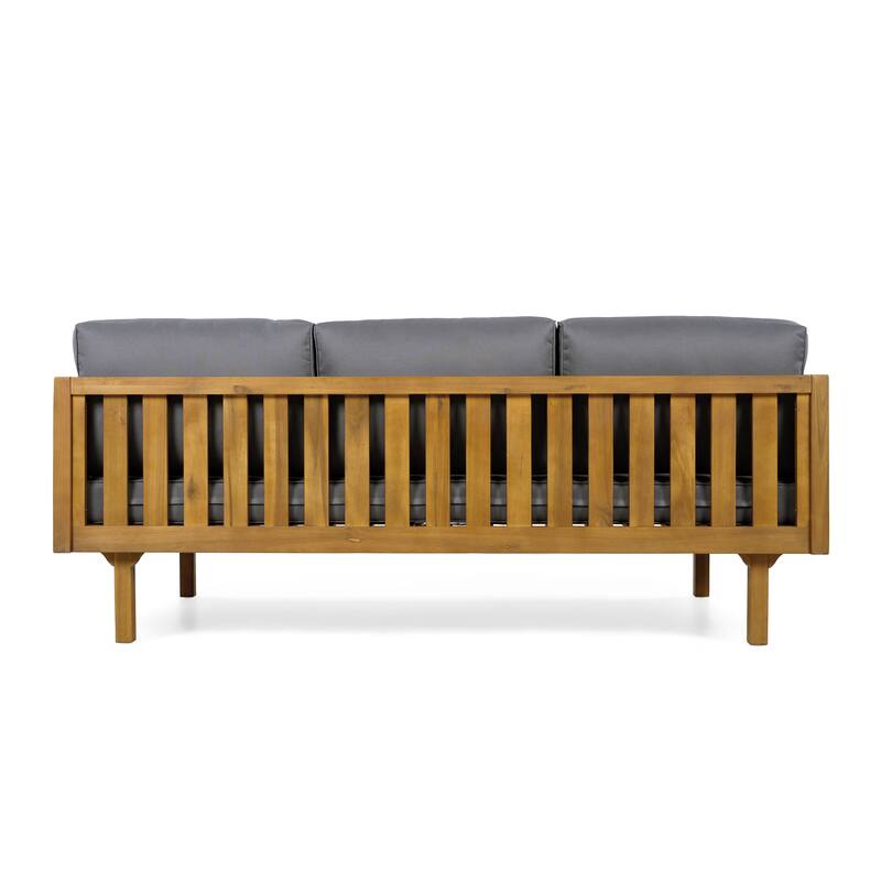 Christopher Knight Home - Claremont Outdoor Acacia Wood Three-Seater Daybed and Round Coffee Table Set