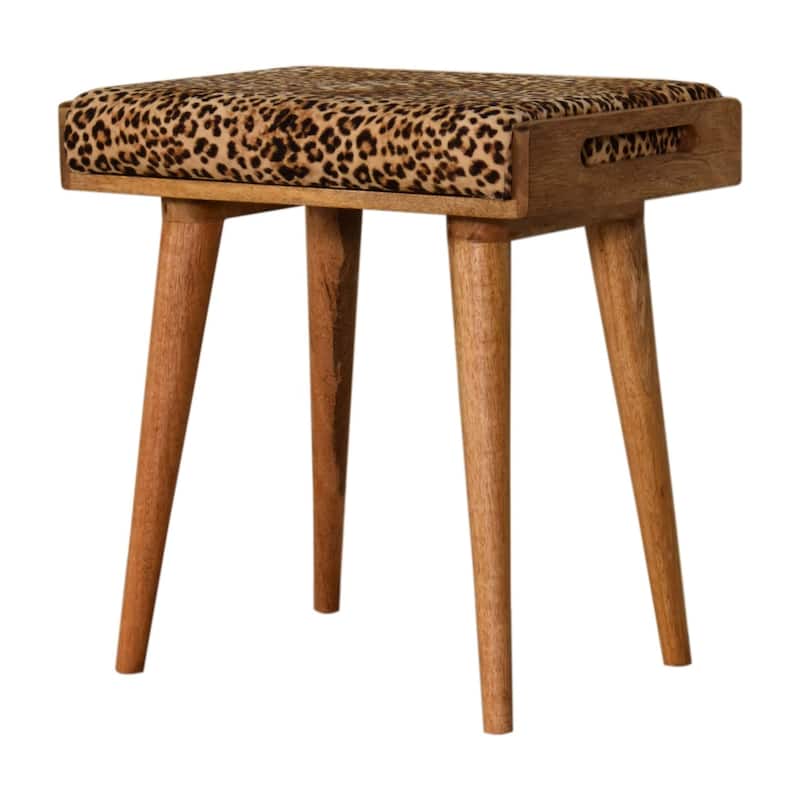 Leopard Velvet Tray Style Footstool Wholesale