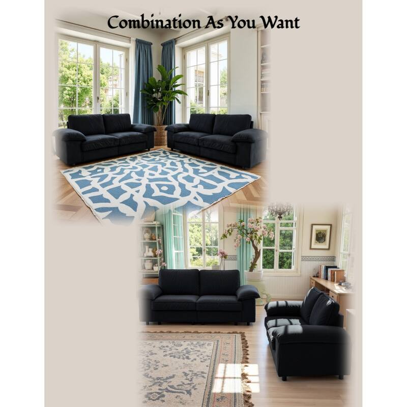 Roomfitters Modern Overstuffed Upholstered Sofa with Hidden Storage and Padded Arms, Comfy Loveseat for Small Space