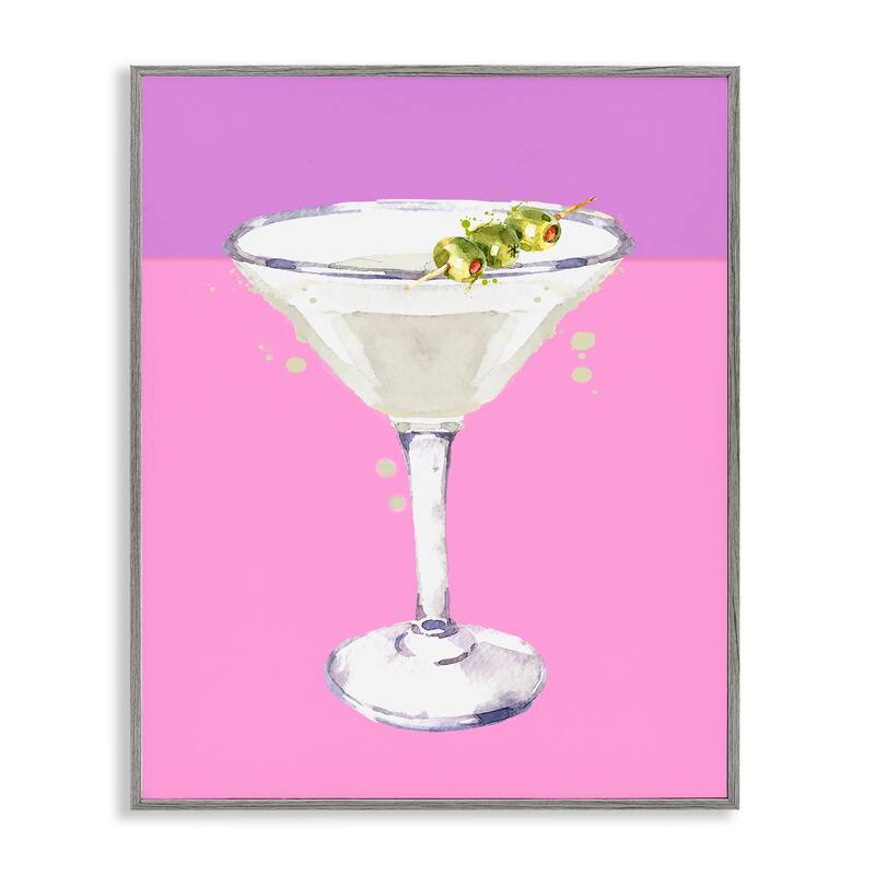 Stupell Bright Olive Martini Framed Giclee Art Design By Susan Jill - 24 x 30 - Grey