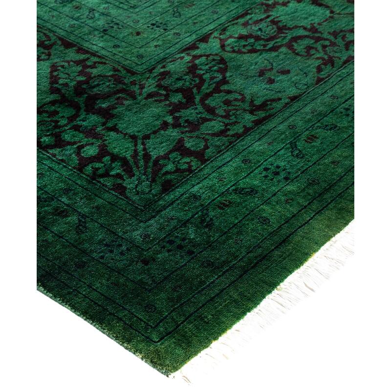 Overdyed One-of-a-Kind Hand-Knotted Area Rug - Green - 9' 1" x 17' 6"