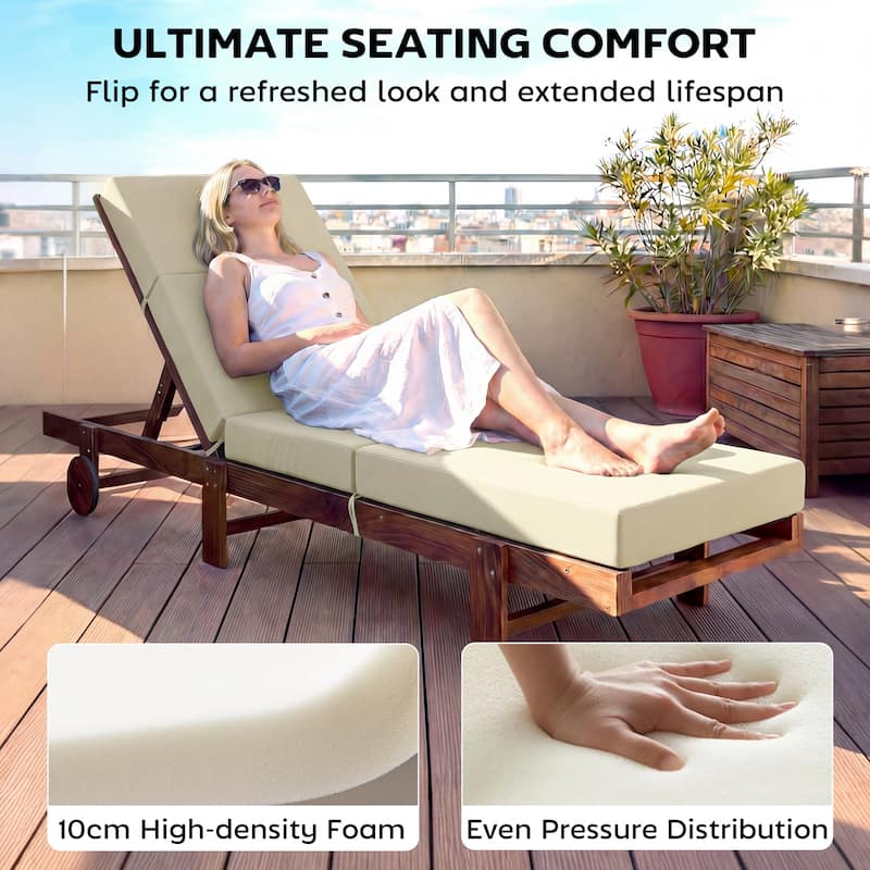 Outsunny Set of 2 Chaise Lounge Cushion, 4" Thick Outdoor Lounge Chair Cushions with Non-Slip Ties