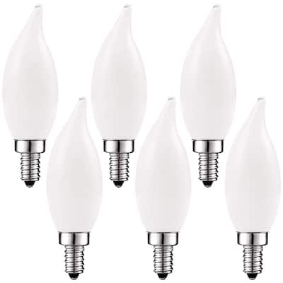 Luxrite 4W Frosted Candelabra LED Bulbs Dimmable, 2700K Warm White, 360 Lumens, 40W Equivalent, E12 Base (6 Pack)
