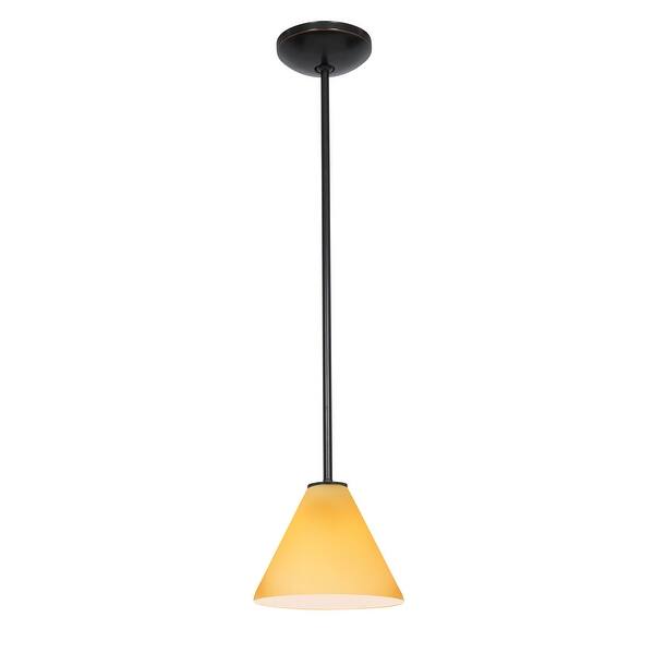 slide 1 of 1, Access Lighting Martini Bronze Integrated LED Rod Pendant, Amber Shade