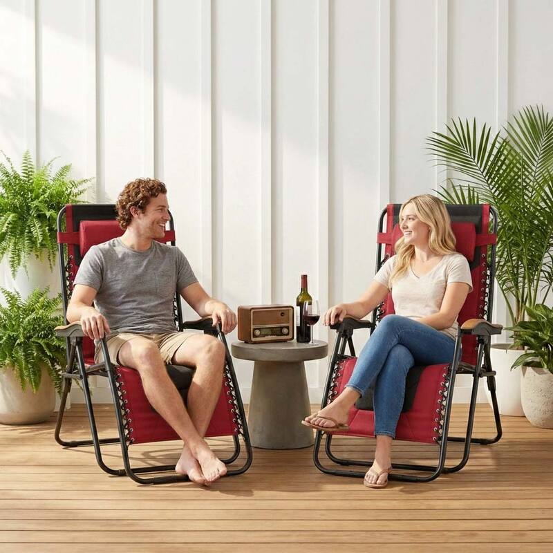 Oversized Padded Zero Gravity Chair,Foldable Patio Recliner,30"Wide Seat Anti Gravity Lounger with Cup Holder,Support 400 LBS