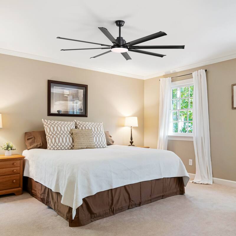 48in/52in/66in/72in/84in Industrial Matte Black Large Windmill Ceiling Fan with Light and Remote