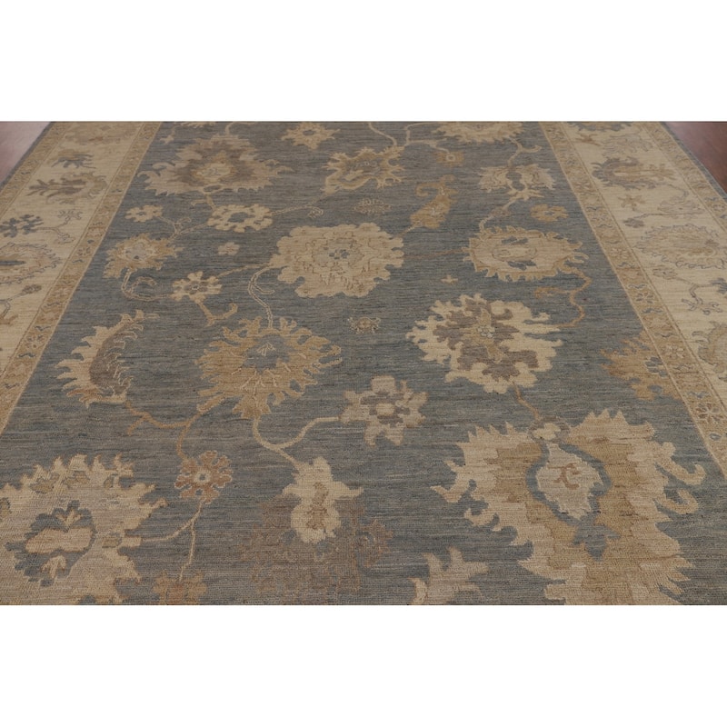 Gray Vegetable Dye Oushak Turkish Area Rug Hand-Knotted Wool Carpet - 8'9"x 11'9"