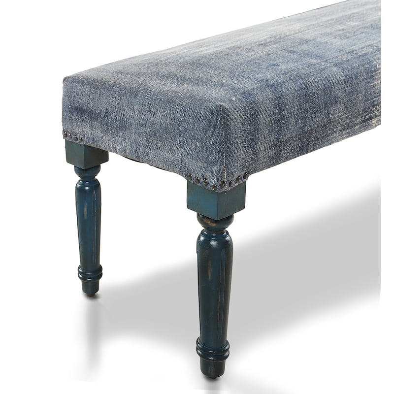 Sevita Antique Blue Indoor Bench - 3'11" x 1'4"