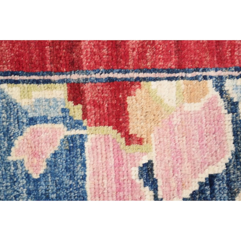 Hand Knotted Oriental 100% Wool Carpet Transitional Floral Navy Blue & Blues Oushak Area Rug - 8' 0'' X 7' 10''