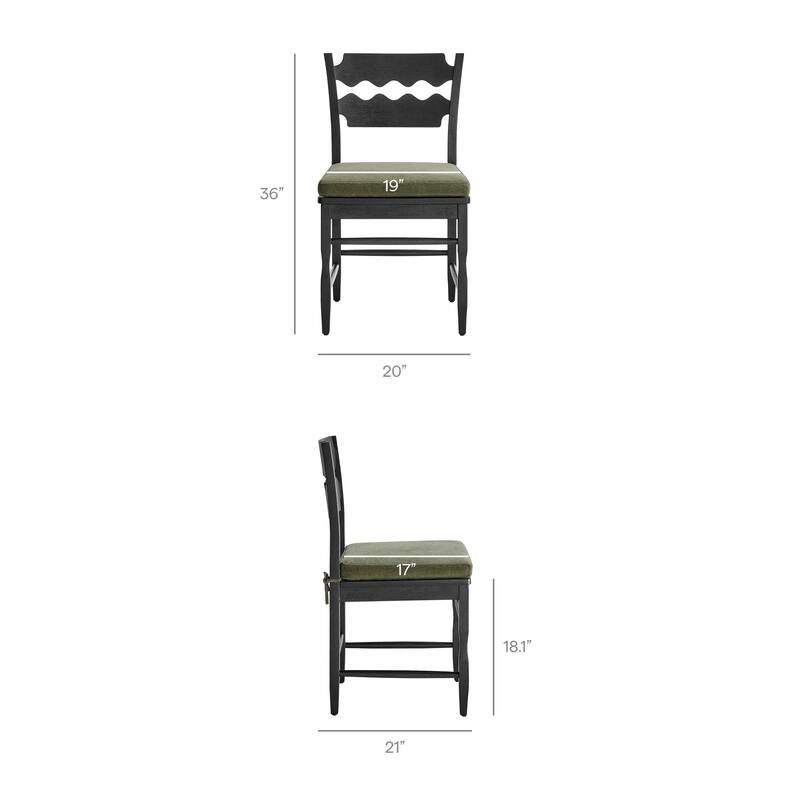 Jax Oak Wood Dining Chair With Wavy Razor Back and Cushion