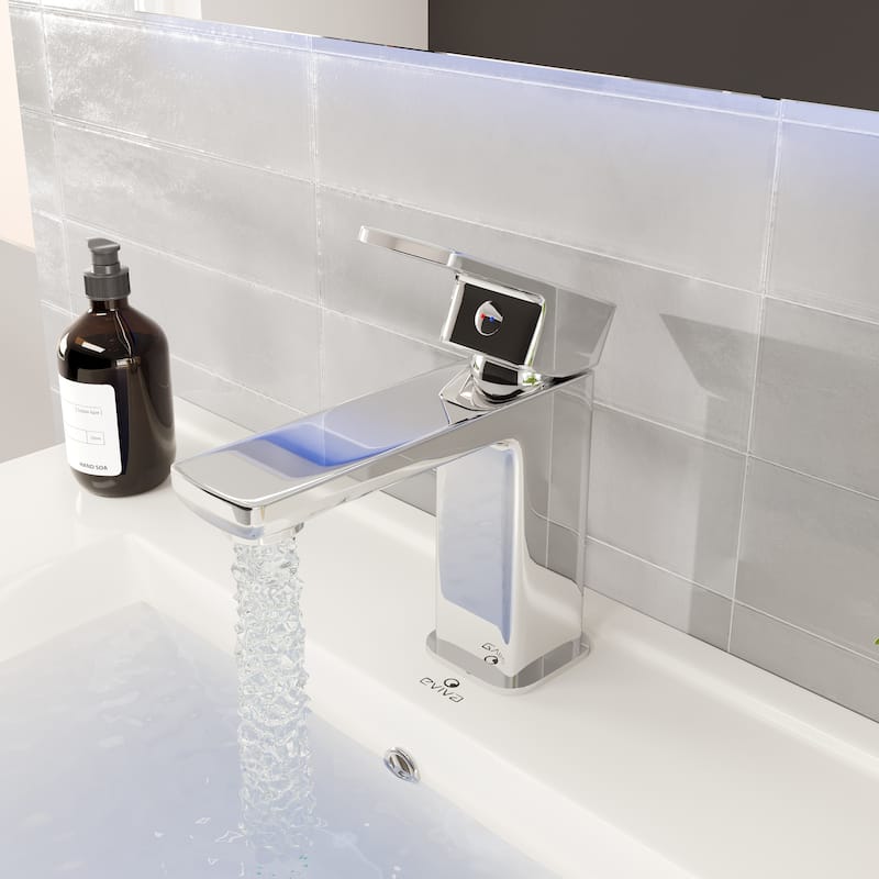 Eviva Lux Single-Handle Waterfall Single-Hole Bathroom Faucet with Deckplate Included