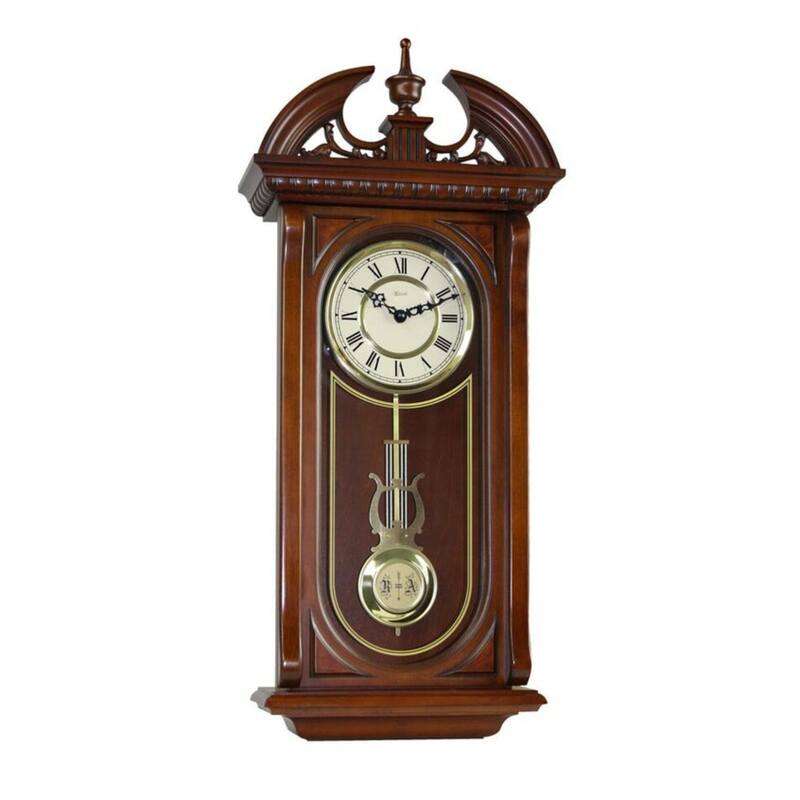 Westminster Chimes Wooden Wall Clock - 26" - Walnut Finish