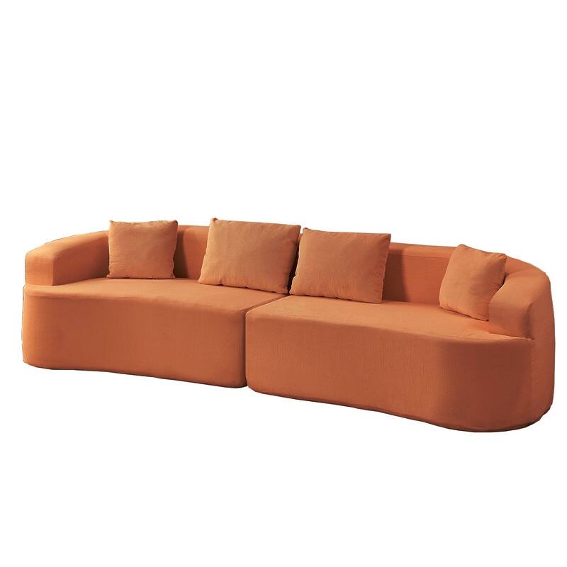 Mixoy 112" Curved Modular Sectional Sofa in Chenille Fabric Modern Minimalist Design Compressed No Assembly Required