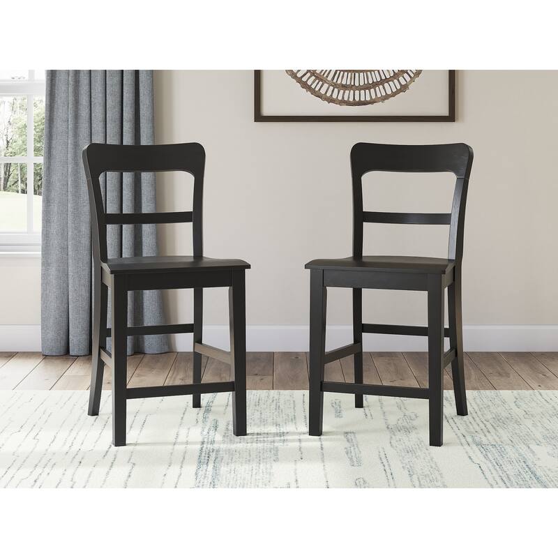 Signature Design by Ashley Chadworth Counter Height Bar Stool (Set of 2) - 19"W x 23"D x 39"H - Black
