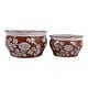 preview thumbnail 56 of 80, Decorative Floral Ceramic Chinoiserie Round Planter - Set of 2