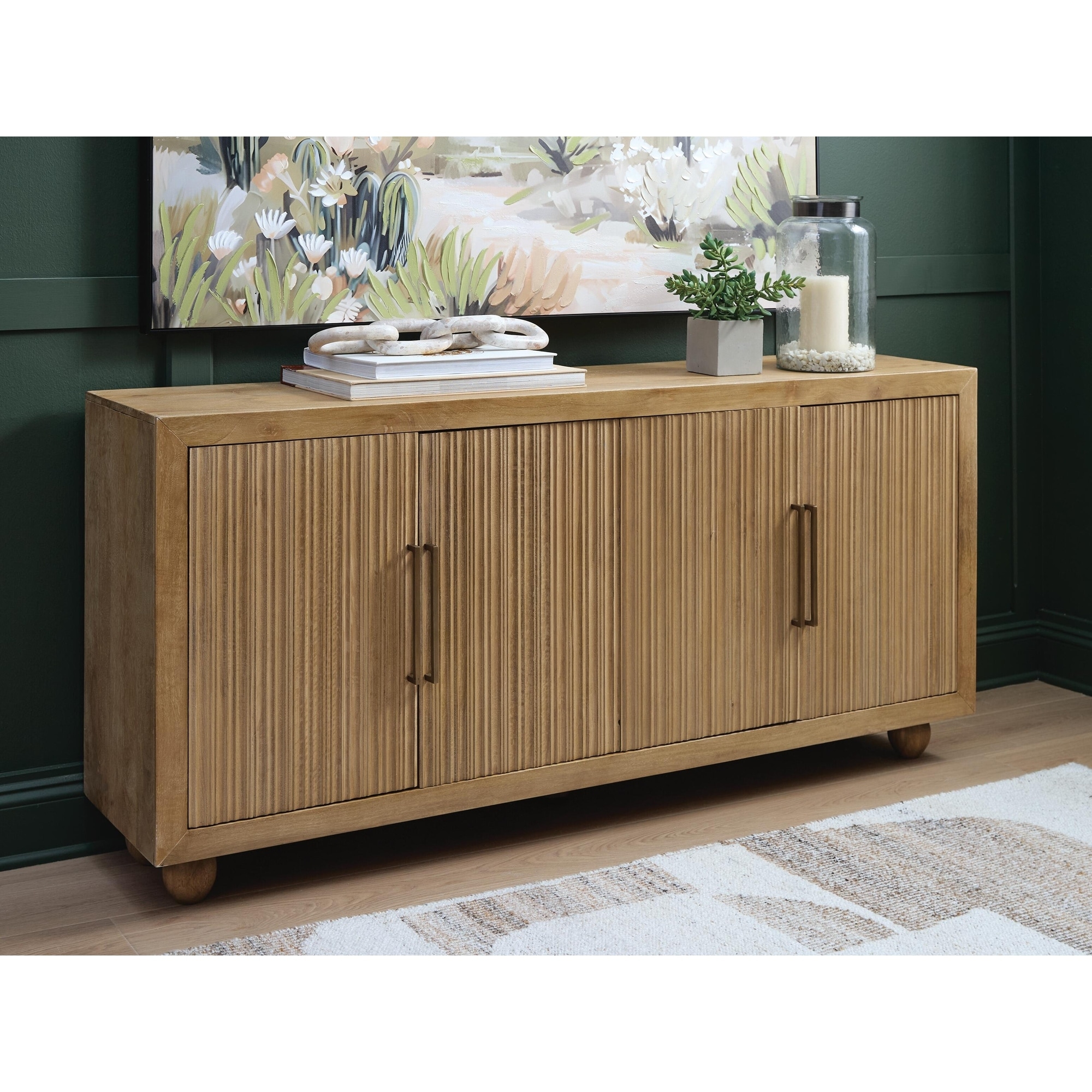 Signature Design by Ashley Niam Light Brown Accent Cabinet - 68" W x 16" D x 32" H