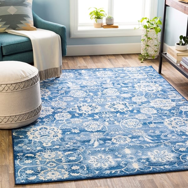 slide 2 of 21, Copper Grove Ettiene Vintage Floral Trellis Area Rug 2' x 3' - Navy