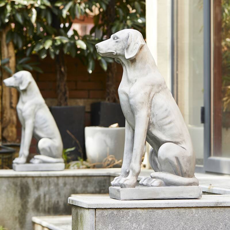 Glitzhome 28"H MGO Sitting Labrador Retriever Dog Outdoor Statue Sculpture