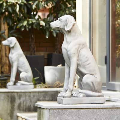 Glitzhome 28"H MGO Sitting Labrador Retriever Dog Outdoor Statue Sculpture