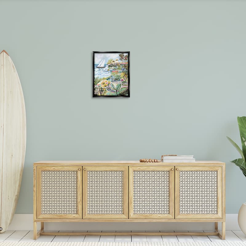 Stupell Abstract Nautical Scene Framed Floater Canvas Wall Art Design by Karen Fields