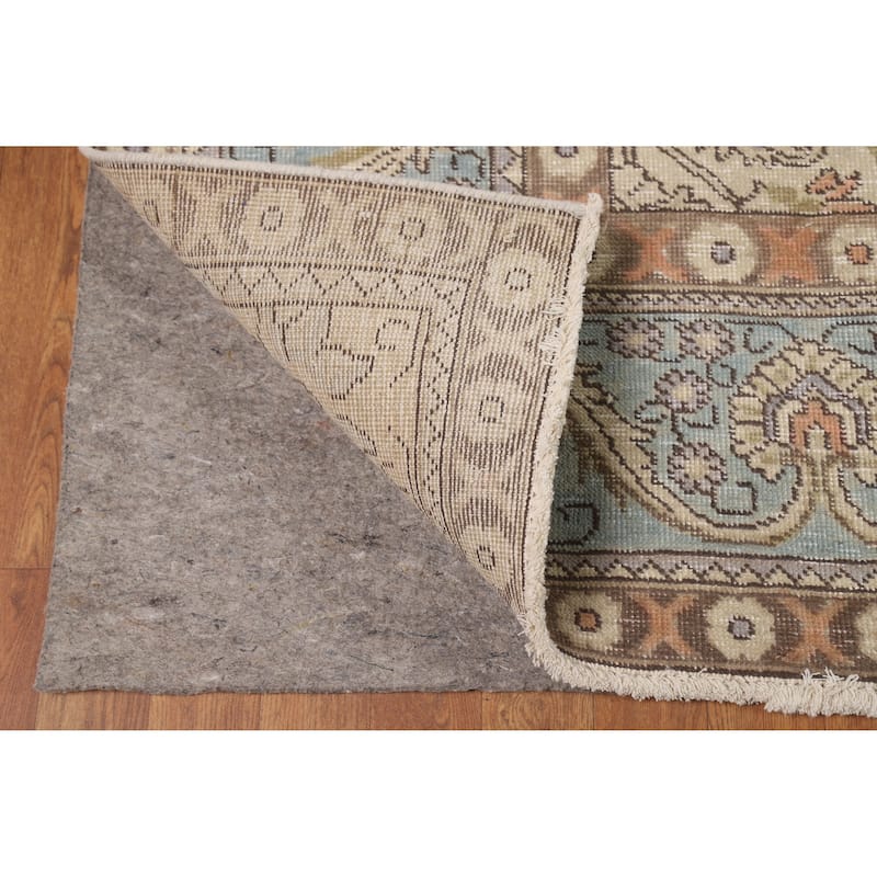 Light Blue Tabriz Persian Vintage Area Rug Handmade Wool Carpet - 9'10" x 12'7"