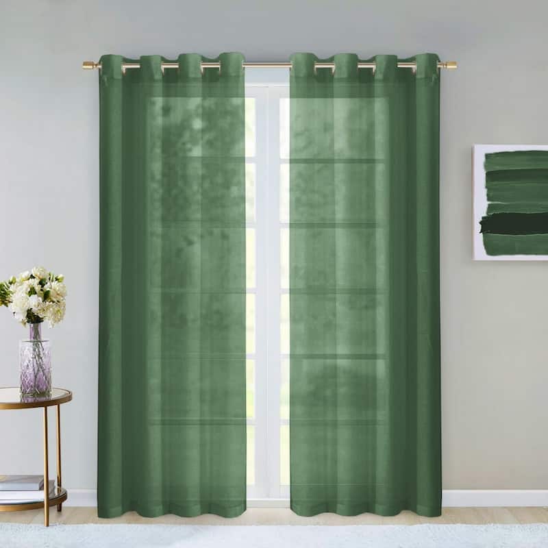 HomeRoots Set of Two 84" Sage Solid Modern Window Panels - 84" x 108"