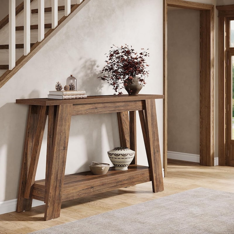 41.3" Farmhouse Entryway Table, 2-Tier Narrow Console Sofa Table for Foyer, Hallway, Entrance - 41.3" W x 11.8" D x 31.3" H