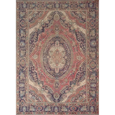 Tabriz Persian Vintage Area Rug Handmade Wool Carpet - 6'9"x 9'4"