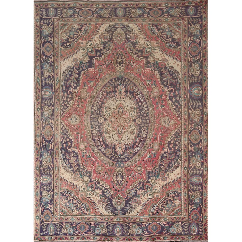 Tabriz Persian Vintage Area Rug Handmade Wool Carpet - 6'9"x 9'4"