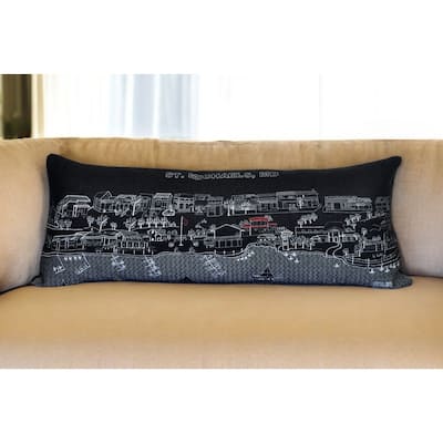 HomeRoots 35" Black St Michael's Nighttime Skyline Lumbar Decorative Pillow