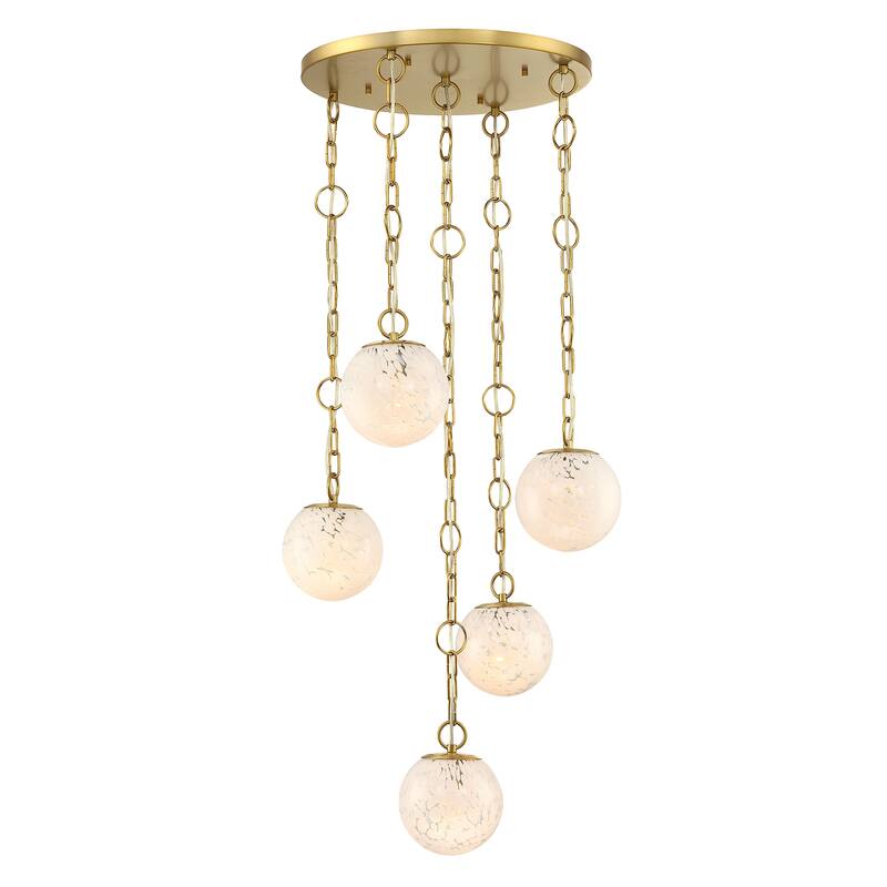 Wine Flower 5-Light Brushed Gold Glam Statement Chandelier for Foyers and Entryways - 24.5