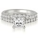 preview thumbnail 1 of 1, 0.85 CT Lucida Princess & Round Diamond Matching Bridal Set in 14KT