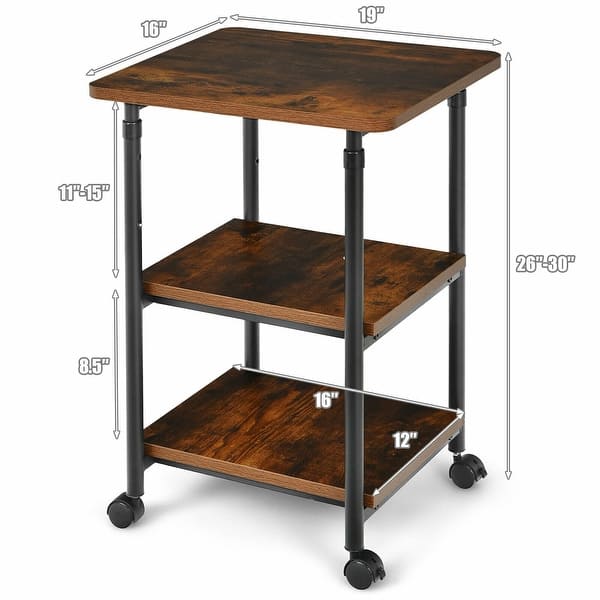 Gymax Folding Sewing Table Shelves Storage Cabinet Craft Cart W/Wheels  Large Natural
