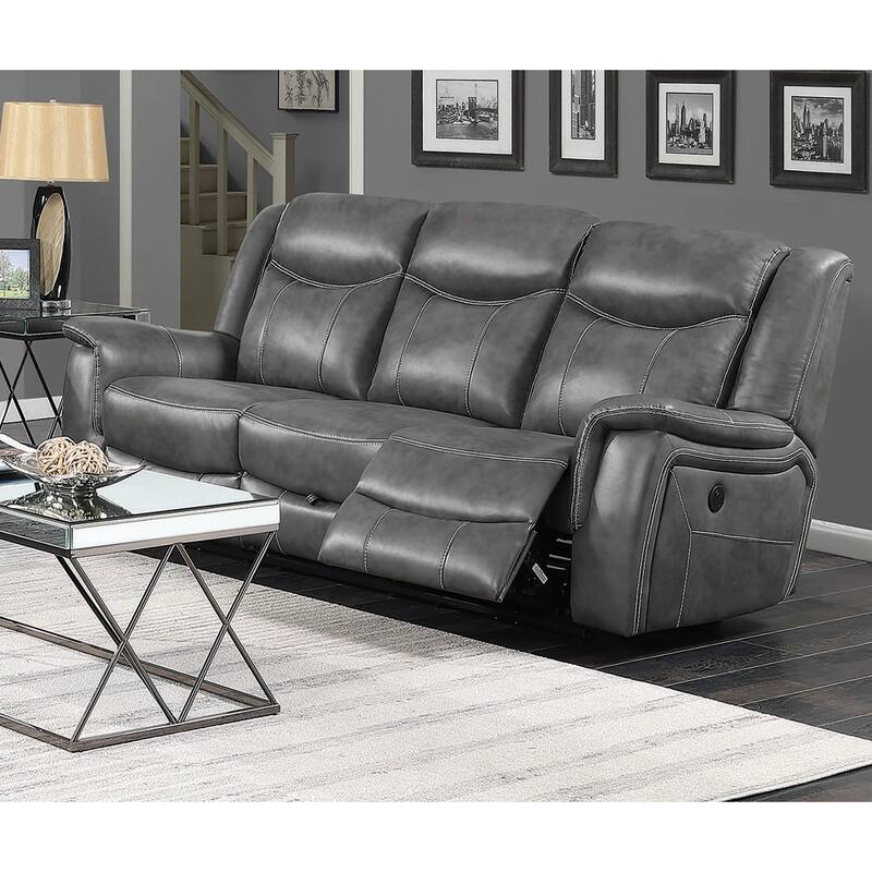 Upholstered Reclining Sofa in Cool Grey