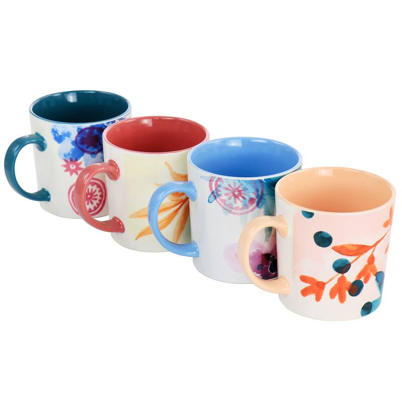 Spice by Tia Mowry Goji Blossom Fine Ceramic 4 Piece 17oz Mug Set - 17