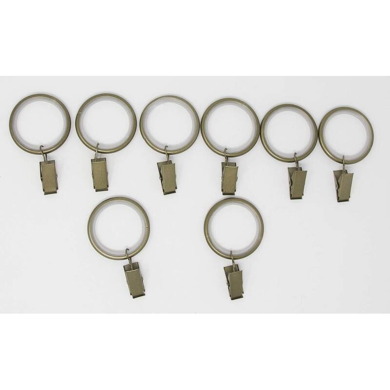Set of 16 Curtain Drapery Rings with Clips, 1.5-inch Inner Diameter, Nylon Insert Quiet Smooth - Antique Gold