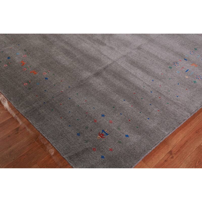 Tribal Gabbeh Indian Area Rug Hand-Knotted Contemporary Wool Carpet - 8'11" x 12'1"