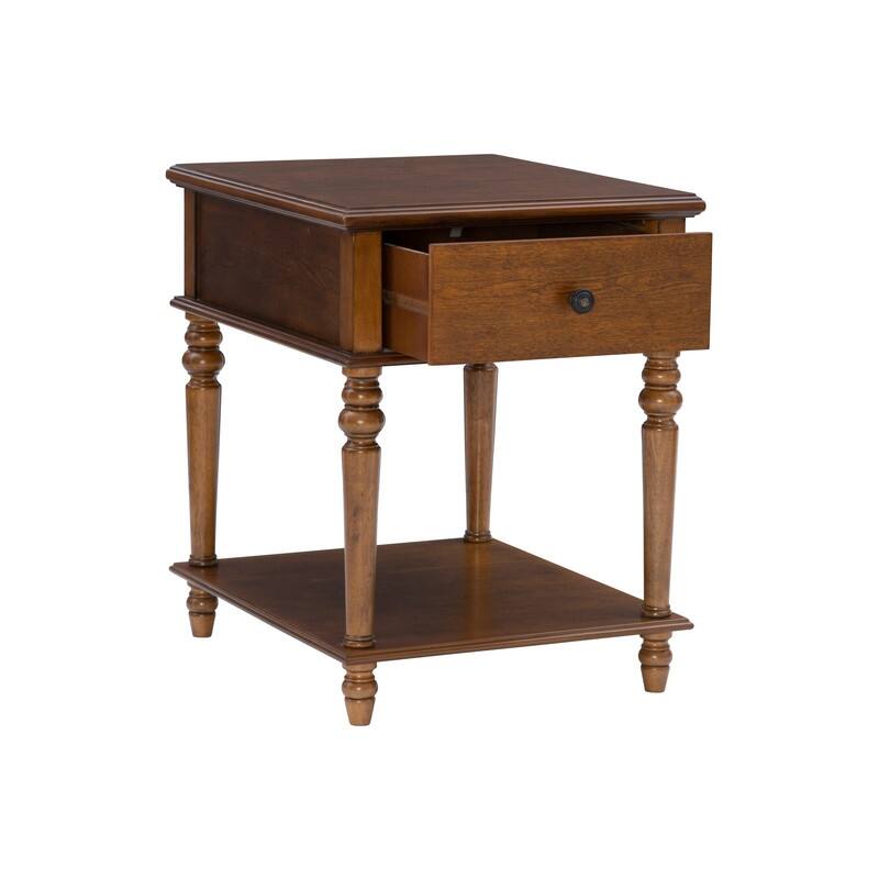 Linon Jowin Classic Wood Side Table with Storage