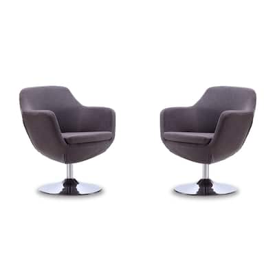 Manhattan Comfort Caisson Polished Chrome Faux Leather Swivel Accent Chair (Set of 2)