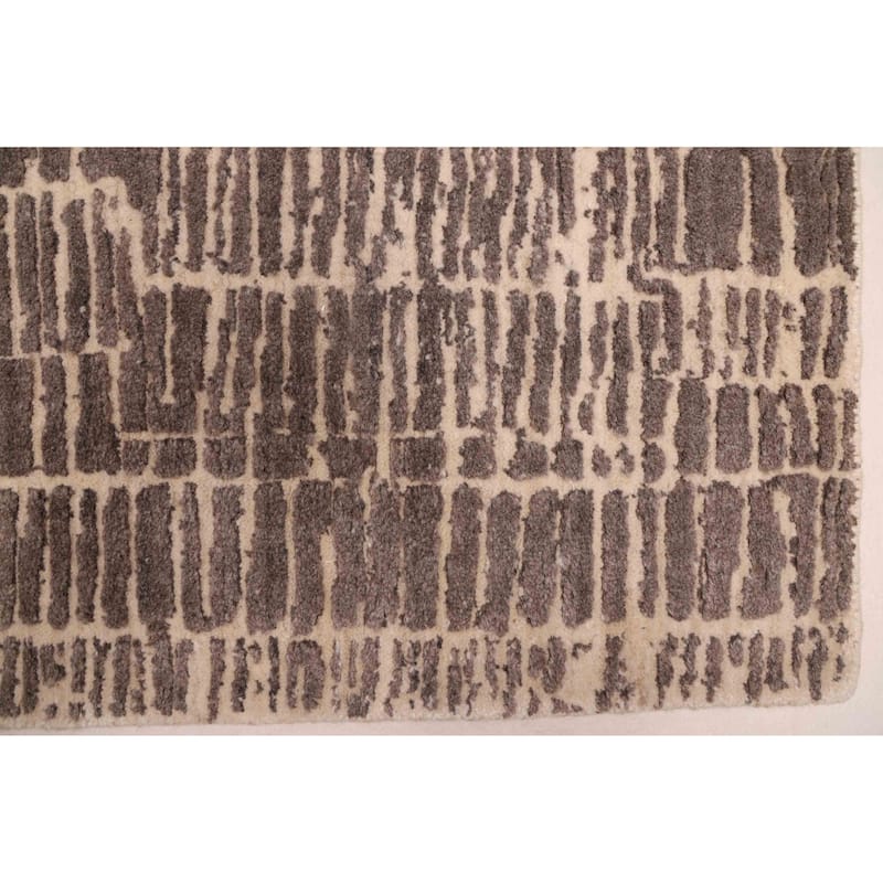 ECARPETGALLERY Hand Loomed Elysian Dark Grey Wool Rug - 7'10 x 10'0