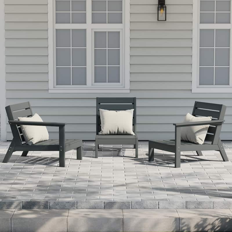 Birchwood All Weather HDPE Outdoor Patio Deep Seating Sofa (3-Piece) - Gray