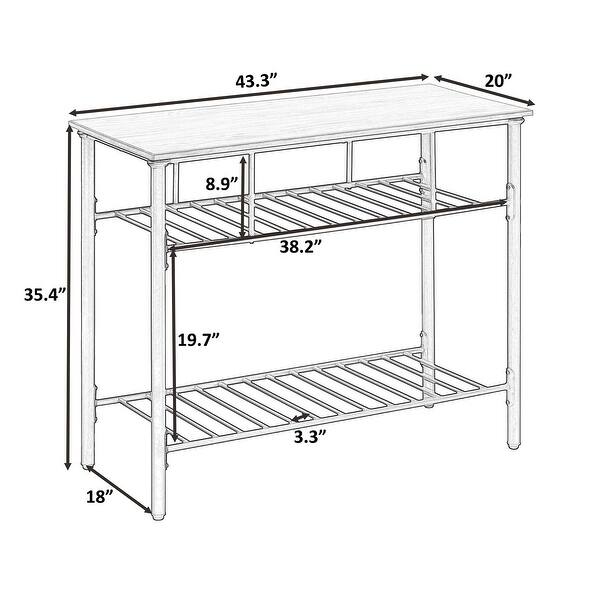 Dining Kitchen Kitchen Island Storage Rack with Worktop and 2 Shelves ...
