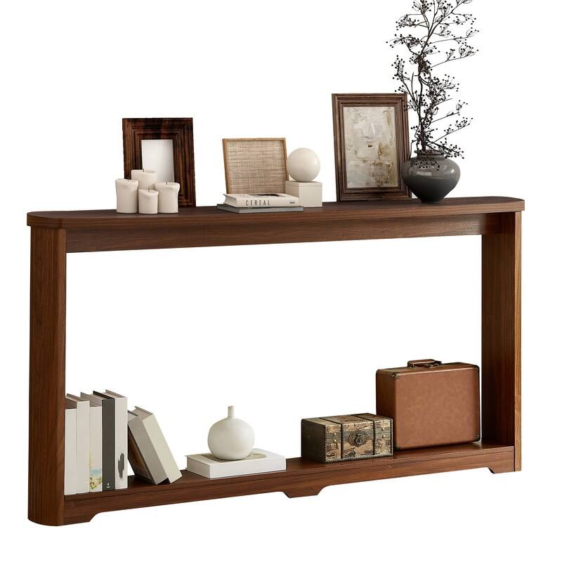 70.1" Narrow Wooden Sofa Table with Corrugated Texture for Entranceways and Living Room Décor