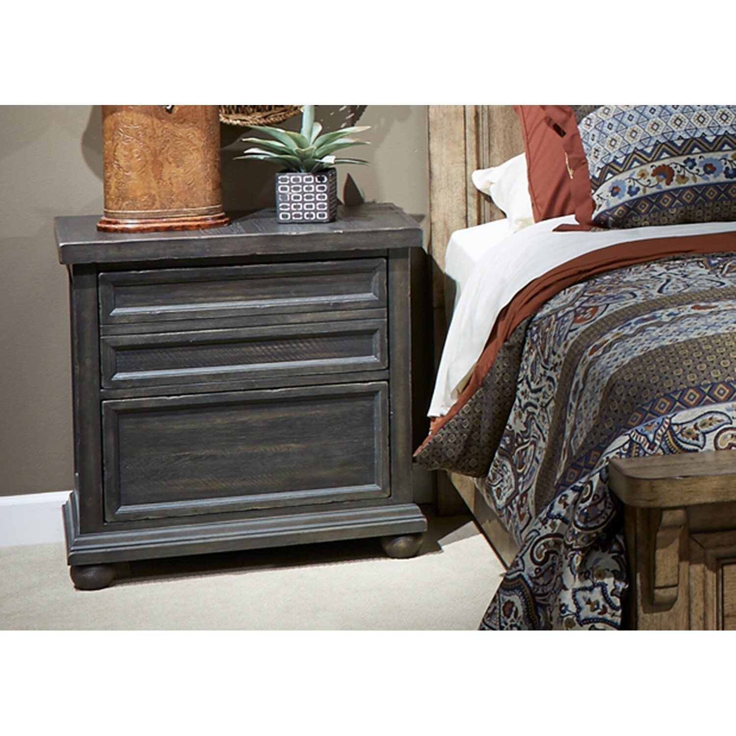 Shop Harvest Home Chalkboard Nightstand With Charging Station Overstock 21531865
