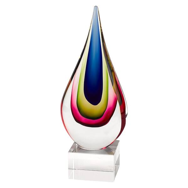 11 Mouth Blown Teardrop Centerpiece On Crystal Base 11 Mouth Blown Teardrop Centerpiece On Crystal Base