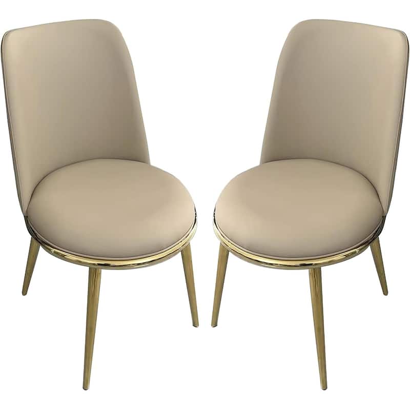 Gold Finish Fully Upholstered Side Chairs Set