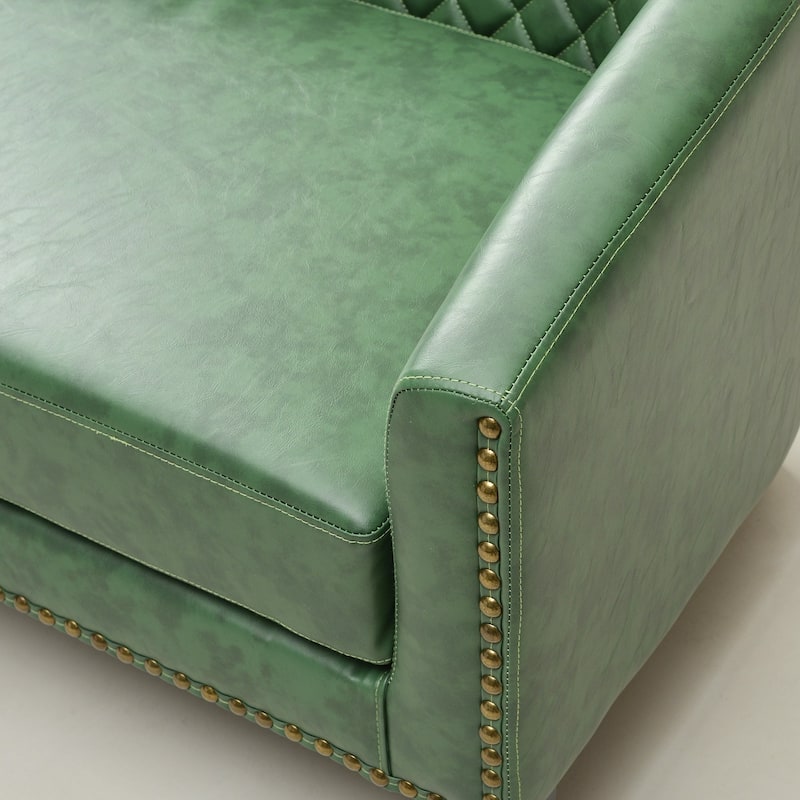 KINWELL 50"W Tufted Faux Leather Upholstered Small Loveseat Sofa