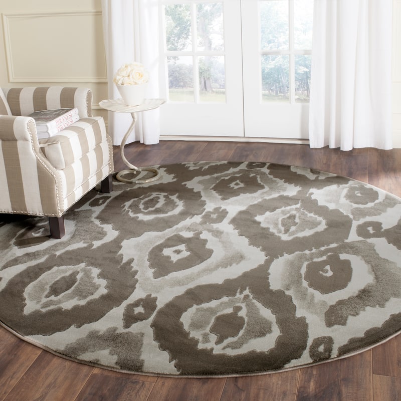 SAFAVIEH Porcello Luzie Modern Rug - 6'7" Round - Ivory/Dark Grey