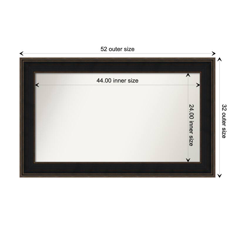 Mezzanine Espresso Framed Non-Beveled Custom Wall Mirror, Bathroom Vanity Mirror - Outer Size: 51.75 x 31.75