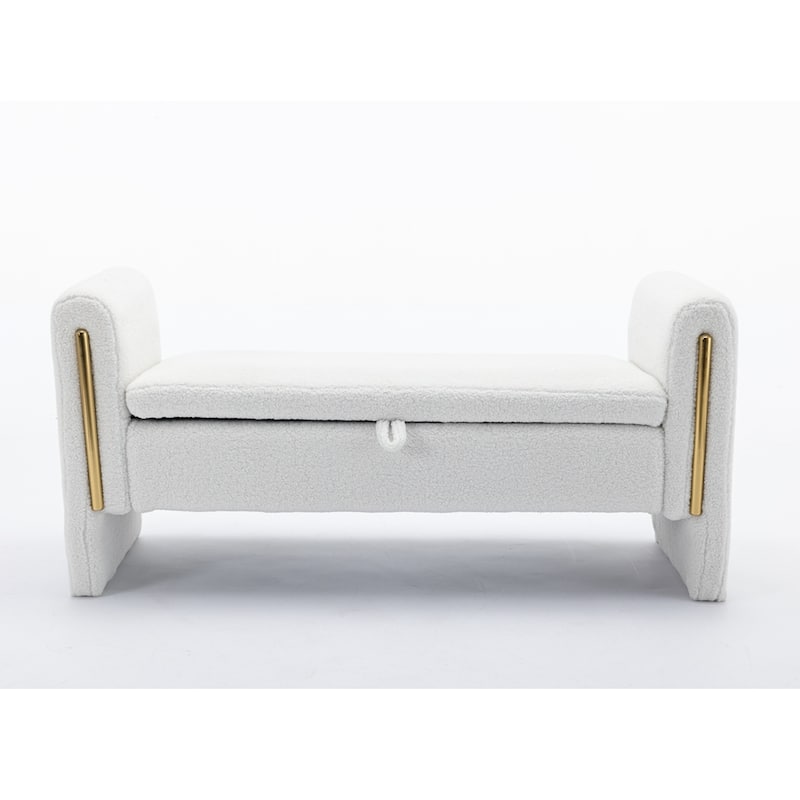 Storage Bench Bedroom Bench With Gold Metal Trim Strip